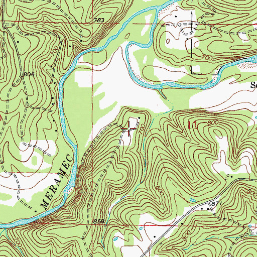 Topographic Map of Lockhart Lead Mine, MO