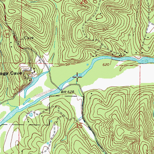 Topographic Map of Kelly Branch, MO