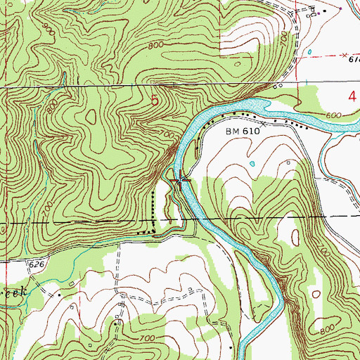 Topographic Map of Hog Trough Bridge, MO