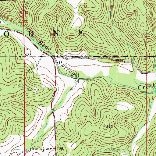 Topographic Map of Hobo Branch, MO