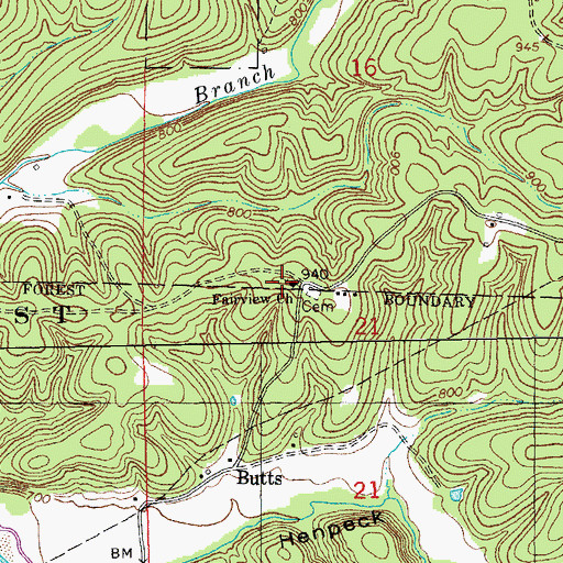 Topographic Map of Fair View Hill, MO
