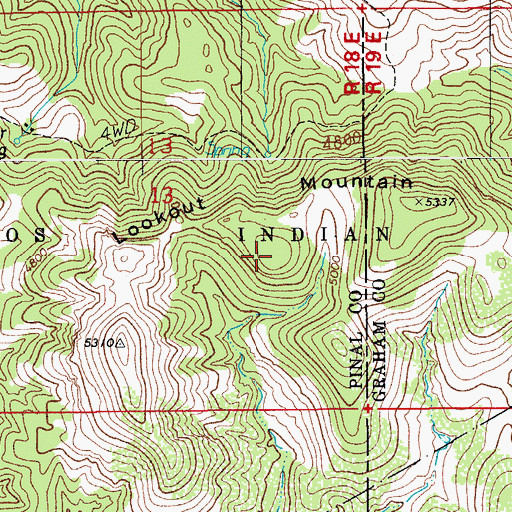 Topographic Map of Lookout Mountain, AZ