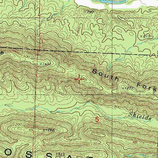 Topographic Map of South Fork Mountains, AR