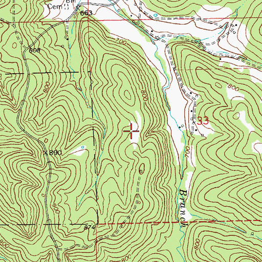 Topographic Map of Rich Hill Lead Diggings, MO