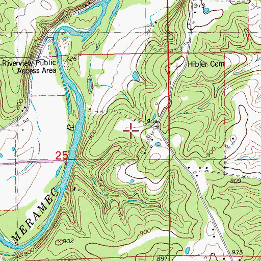 Topographic Map of Clark and Halbert Iron Mine, MO
