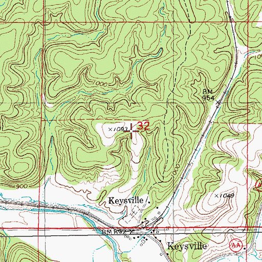 Topographic Map of Buffum Iron Mine, MO