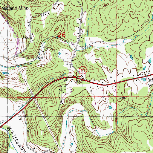 Topographic Map of Midland, MO