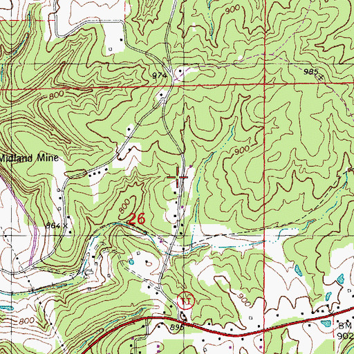 Topographic Map of Clark Iron Mine, MO