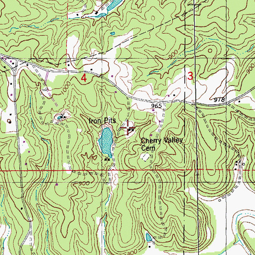 Topographic Map of Cherry Valley Number Two Iron Bank, MO