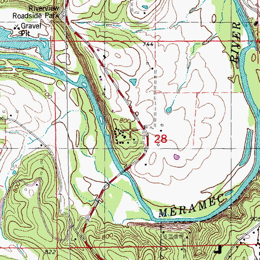 Topographic Map of Wildwoods, MO