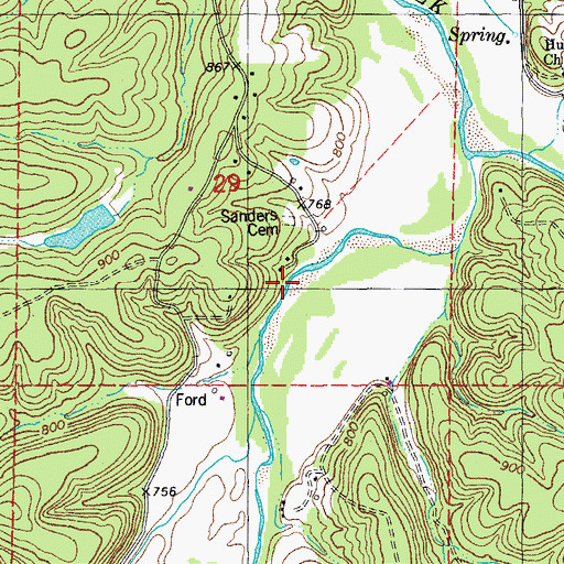 Topographic Map of Sanders Ford, MO