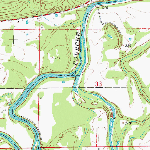 Topographic Map of South Fourche LaFave River, AR