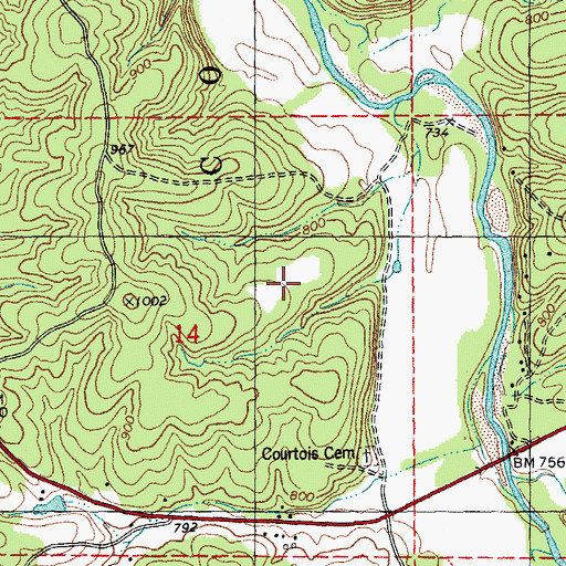 Topographic Map of Usury Lead Mine, MO