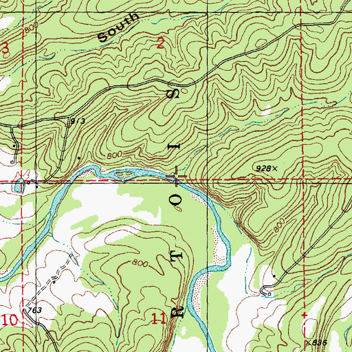 Topographic Map of Dans Branch, MO