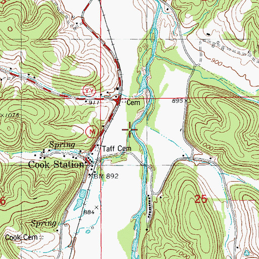 Topographic Map of Spring Branch, MO