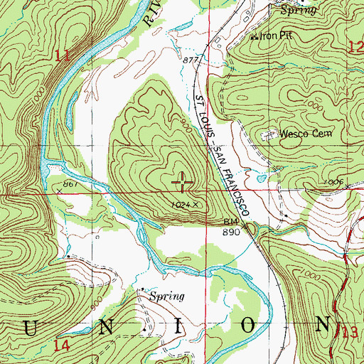 Topographic Map of Lost Mountain, MO