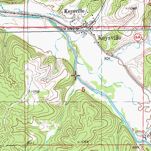 Topographic Map of Kallambah Branch, MO