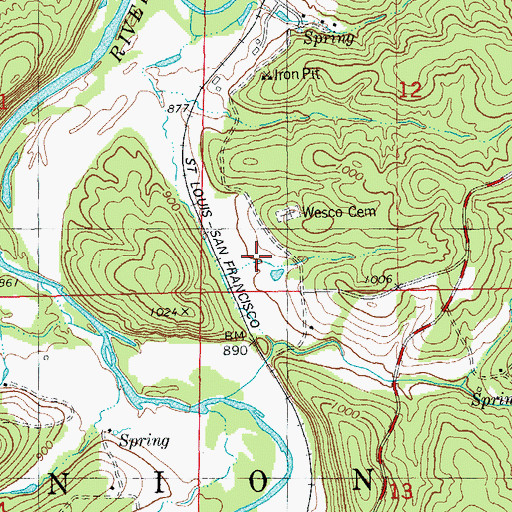 Topographic Map of Jones Iron Mine, MO