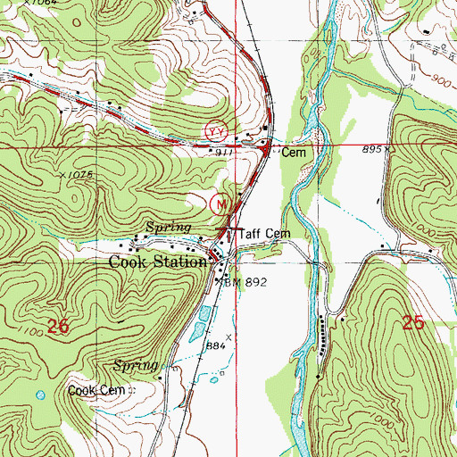 Topographic Map of Cooks Station Baptist Church (historical), MO