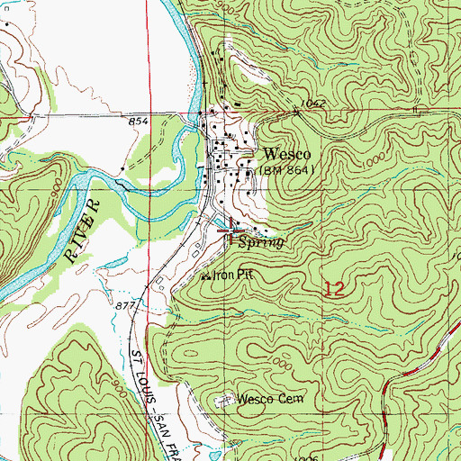 Topographic Map of Anderson Spring, MO