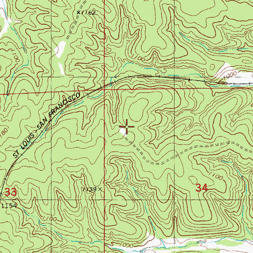 Topographic Map of Anderson and Clark Iron Mine (historical), MO
