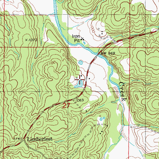 Topographic Map of Rees Iron Mine, MO
