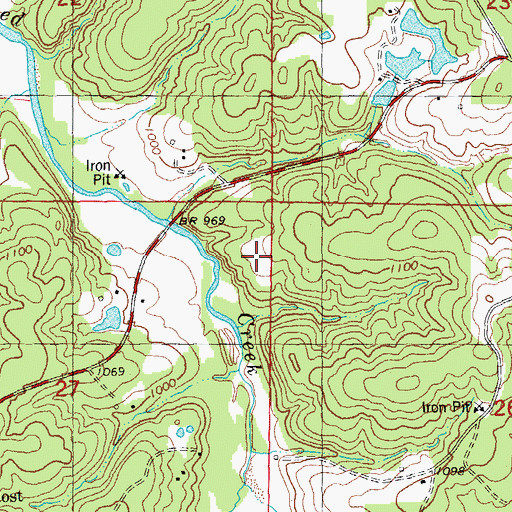 Topographic Map of Key and Anderson Iron Mine, MO
