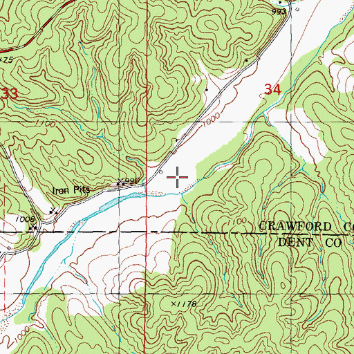 Topographic Map of Hibler Iron Bank, MO