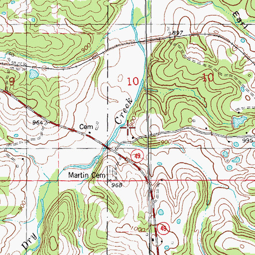 Topographic Map of Eaton Lead Mine, MO