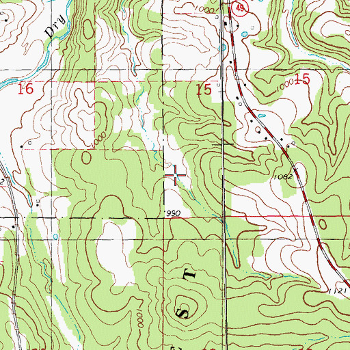 Topographic Map of Dry Creek Iron Bank, MO