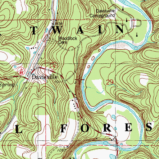 Topographic Map of Indian Rock Bluff, MO