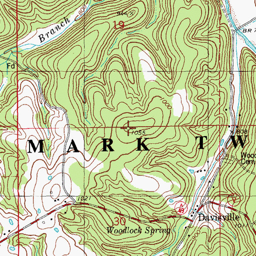 Topographic Map of Green Hill, MO