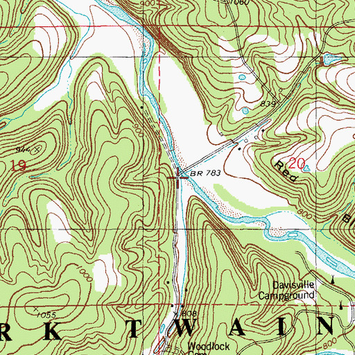 Topographic Map of Crabtree Ford, MO