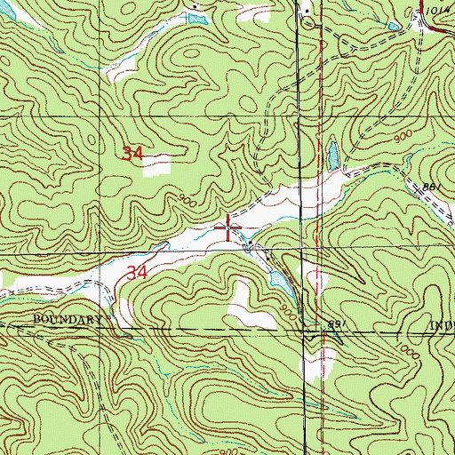 Topographic Map of Dugan Branch, MO