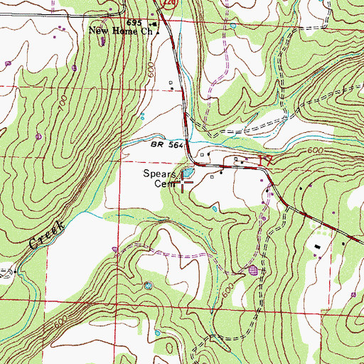Topographic Map of Spears Cemetery, AR