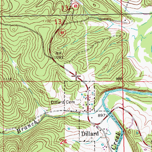 Topographic Map of Reuben Smith Iron Bank, MO