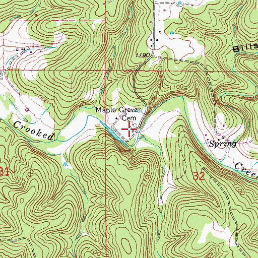 Topographic Map of Maple Grove Missionary Baptist Church (historical), MO