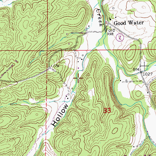 Topographic Map of Cove Iron Bank, MO