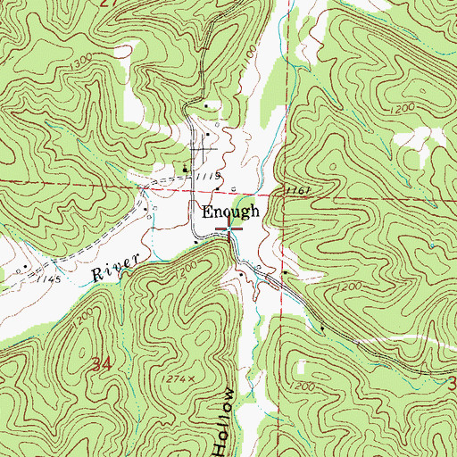 Topographic Map of Sam Branch, MO