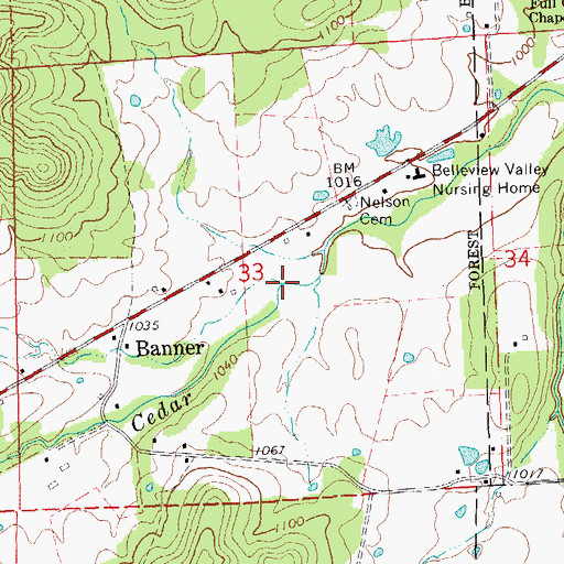 Topographic Map of Keesling Branch, MO