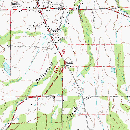 Topographic Map of Pin Hook, MO