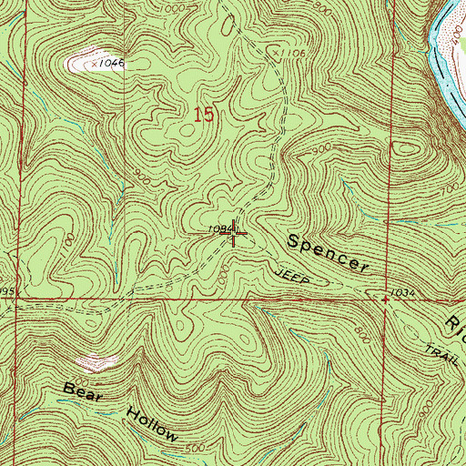 Topographic Map of Spencer Ridge, AR