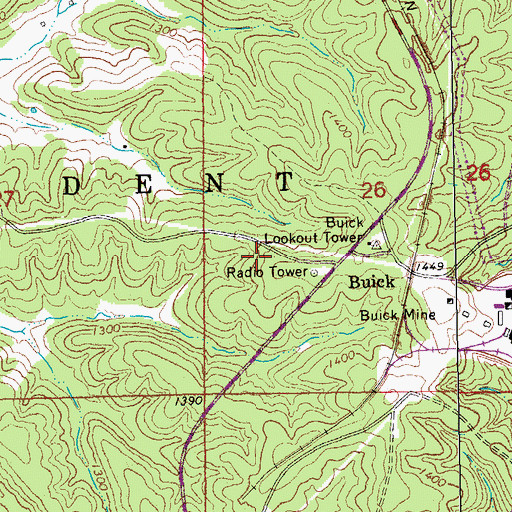 Topographic Map of Buick School (historical), MO