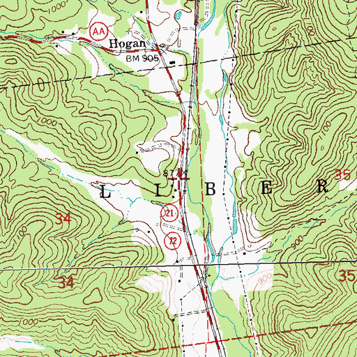 Topographic Map of Allen Mills, MO