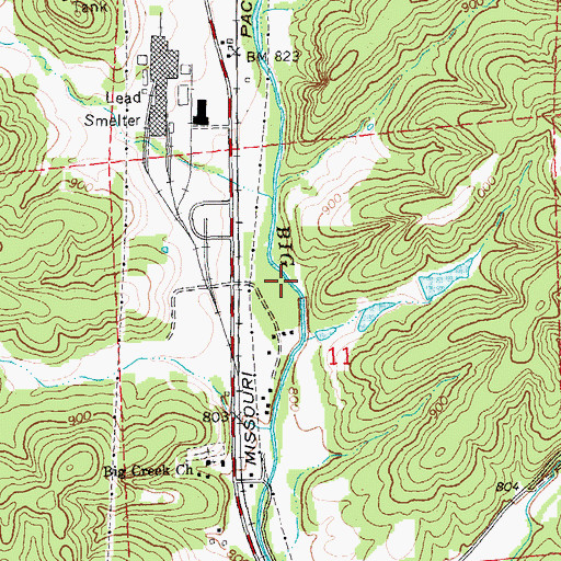 Topographic Map of Berryman, MO