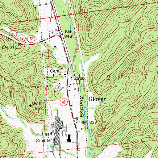 Topographic Map of Goff Branch, MO