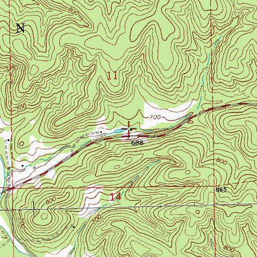 Topographic Map of Whitworth Mill (historical), MO