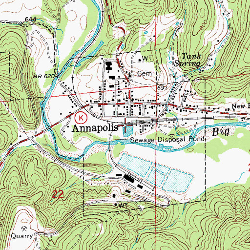 Topographic Map of Leadanna, MO