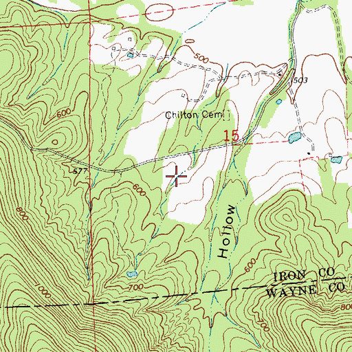 Topographic Map of Lindsey Iron Bank, MO