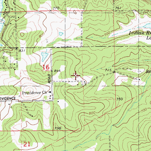 Topographic Map of Sixteenth Section Lead Diggings, MO